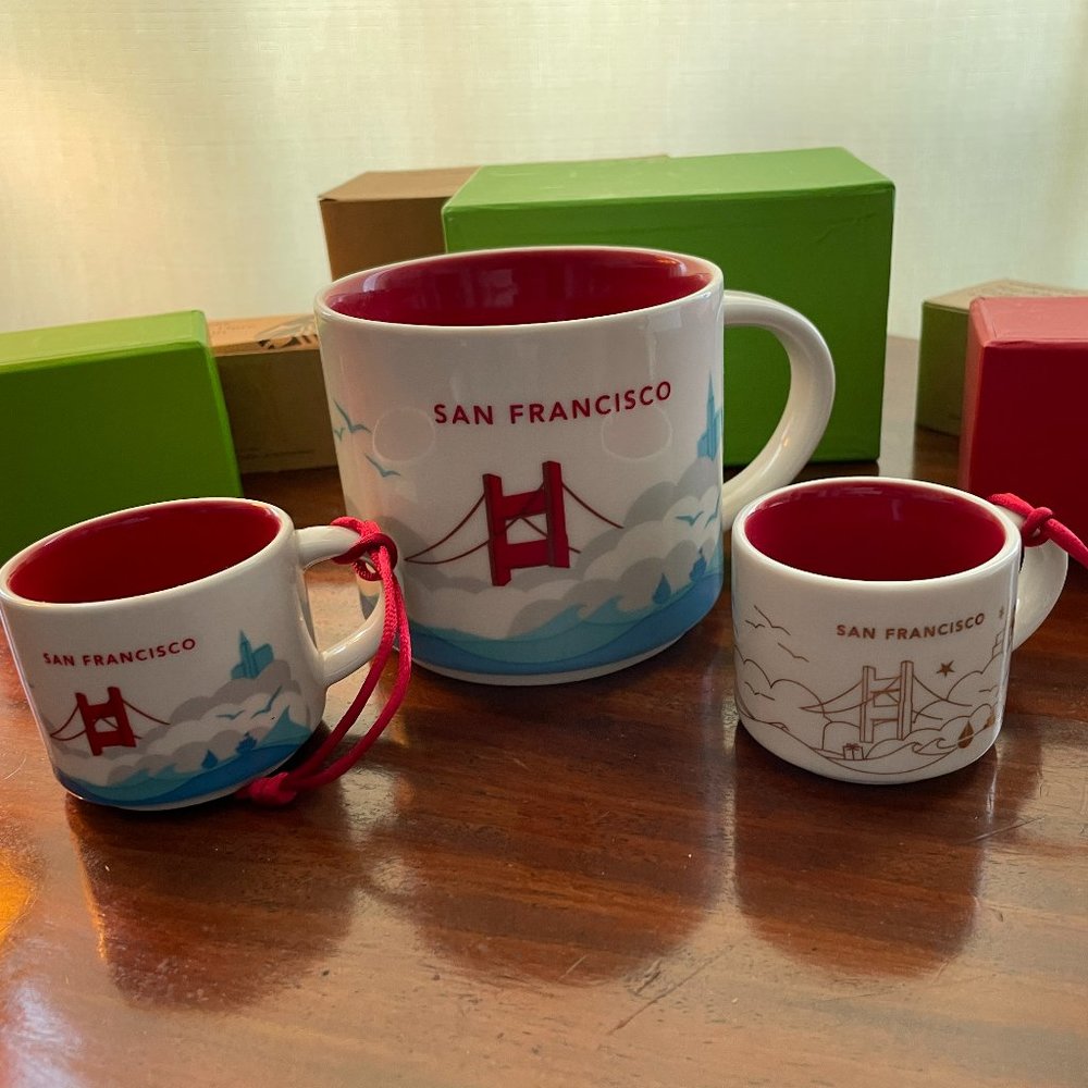 Starbucks SET NIB 3 different mugs "You Are Here" San Francisco ALL DISCOUNTINED